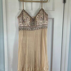 Sue Wong jewled off-white dress size 4 rose petal bottoms